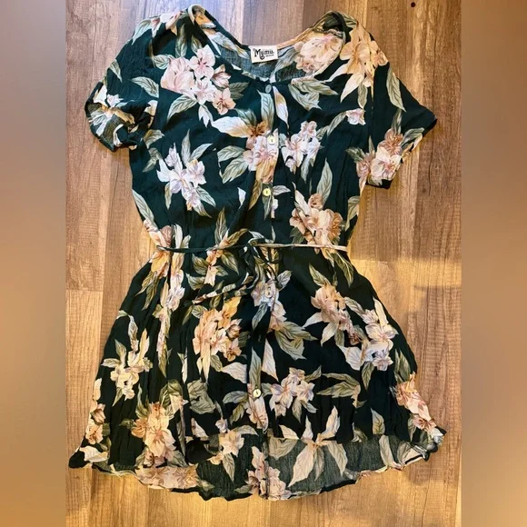 Show Me Your MuMu Dark Green Floral Romper Size Womens Med EUC - Picture 2 of 9